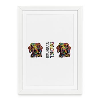 Wire-haired dachshund - Framed poster (27 × 37 cm) - white - Front