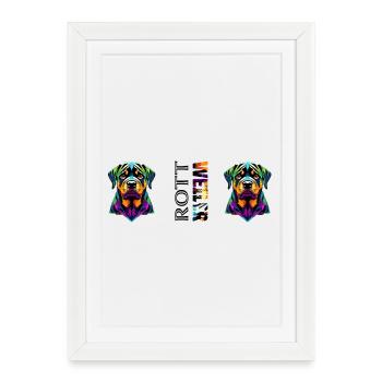 Rottweiler - Affiche encadrée (27 × 37 cm) - blanc - Devant