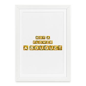 Bouquet de tournesols et de graminées - Affiche encadrée (27 × 37 cm) - blanc - Devant