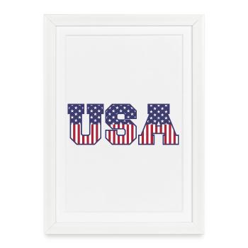 College USA Font Red White Blue Stars And Stripes - Framed poster (27 × 37 cm) - white - Front