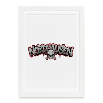 Nordhausen Graffiti Crâne Thuringe - Affiche encadrée (27 × 37 cm) - blanc - Devant