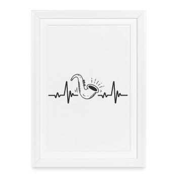 Saxophone Rhythm Music Jazz Instrument Heart - Framed poster (27 × 37 cm) - white - Front