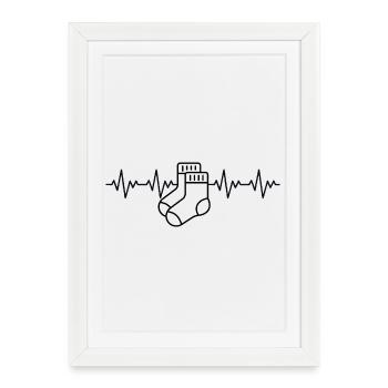 Chaussettes blanches Aargau ECG Rythme cardiaque - Affiche encadrée (27 × 37 cm) - blanc - Devant