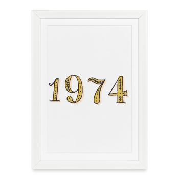 Cadeau d’anniversaire 1974 Vintage 1974  - Affiche encadrée (27 × 37 cm) - blanc - Devant
