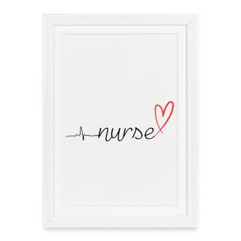 Nurse Heartbeat ECG Stethoscope Script Design - Framed poster (27 × 37 cm) - white - Front