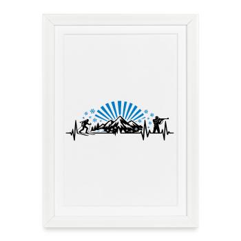 Fan cadeau Biathlon Heartbeat - Affiche encadrée (27 × 37 cm) - blanc - Devant