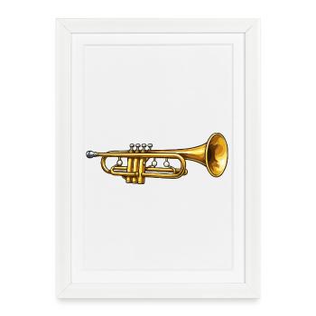 Golden Trumpet Jazz Flair - Framed poster (27 × 37 cm) - white - Front