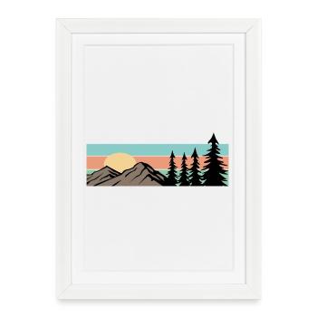Camping Forest Mountain Retro - Framed poster (27 × 37 cm) - white - Front