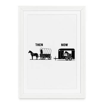 Drôle de ferme de chevaux sur des mèmes de calèche - Affiche encadrée (27 × 37 cm) - blanc - Devant