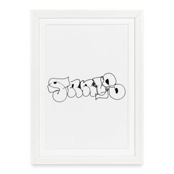 Sweat à capuche graffiti de Paris dans le style des lettres à bulles - Affiche encadrée (27 × 37 cm) - blanc - Devant