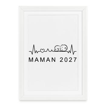 Future Maman 2027 Battement de Cœur Grossesse - Framed poster (27 × 37 cm) - white - Front