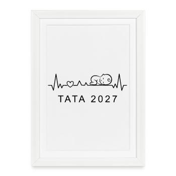 Future Tata 2027 Battement Cœur Annonce Grossesse - Affiche encadrée (27 × 37 cm) - blanc - Devant