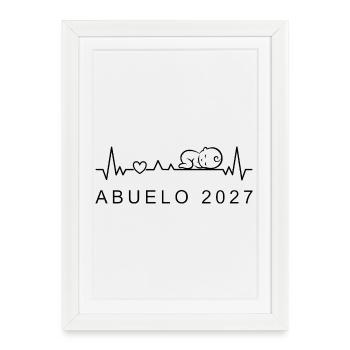 Futuro Abuelo 2027 Latido Corazón Anuncio Embarazo - Gerahmtes Poster (27 × 37 cm) - Weiß - Vorne
