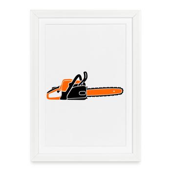 Chainsaw Chainsaw Lumberjack Lumberjack Lumberjack - Framed poster (27 × 37 cm) - white - Front
