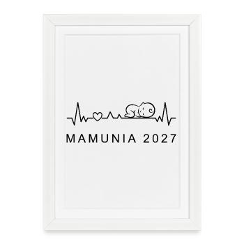 Maman 2027 Heartbeat Grossesse Polonis - Affiche encadrée (27 × 37 cm) - blanc - Devant