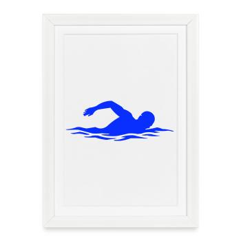 Silhouette de Char Bleu - Affiche encadrée (27 × 37 cm) - blanc - Devant