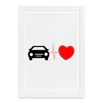 Car Heartbeat Lifeline – Automotive Passion Art - Framed poster (27 × 37 cm) - white - Front