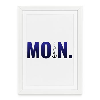 HELLO. with anchor and dot - Framed poster (27 × 37 cm) - white - Front