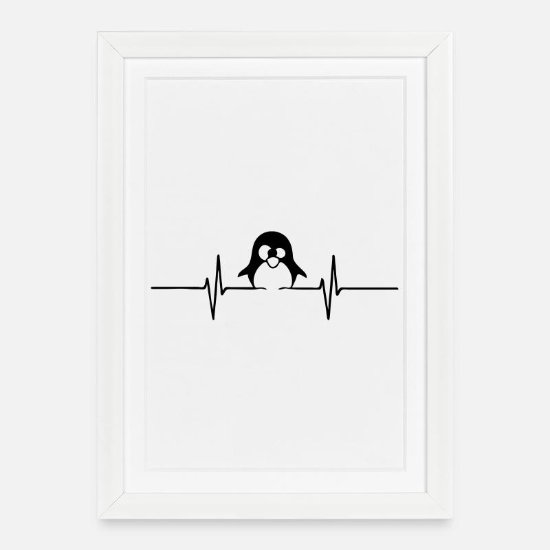 Herzlinie Pinguin Tier Liebe Fun lustig Geschenk - Gerahmtes Poster (27 × 37 cm) - Weiß