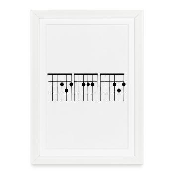 Guitar par guitarist chord 001 - Affiche encadrée (27 × 37 cm) - blanc - Devant