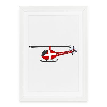 Hélicoptère Danemark Flag Enfants - Affiche encadrée (27 × 37 cm) - blanc - Devant