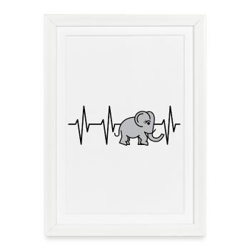 pulse elephant trunk heartbeat comic symbol cute - Framed poster (27 × 37 cm) - white - Front