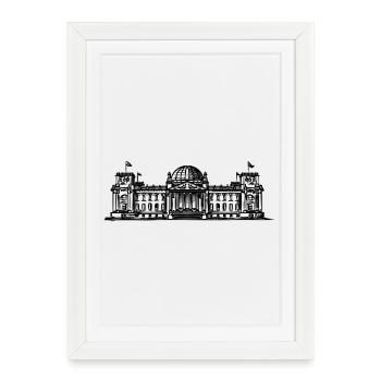 Berlin - Reichstag/Democracy - Framed poster (27 × 37 cm) - white - Front
