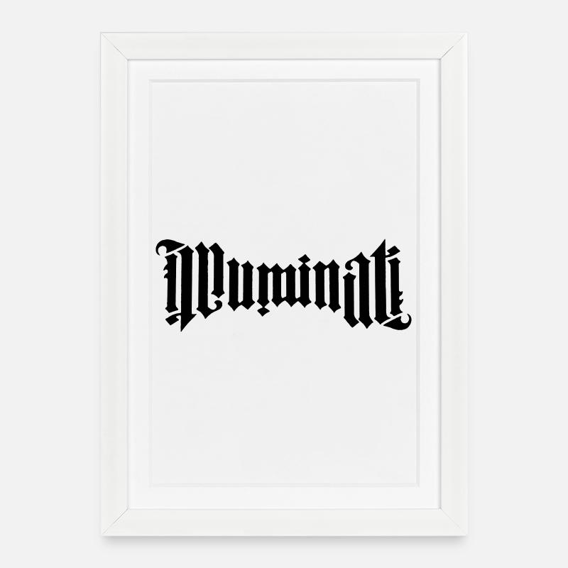 Illuminati Kalligrafie - Gerahmtes Poster (27 × 37 cm) - Weiß