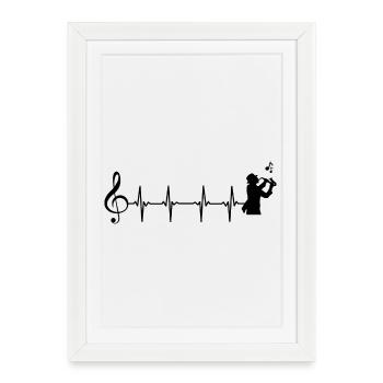 Saxophone Battement De Coeur - Affiche encadrée (27 × 37 cm) - blanc - Devant