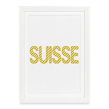 SUISSE. PAYS. GENEVE. SUISSE. HUMOUR. PAYS - Affiche encadrée (27 × 37 cm) - blanc - Devant