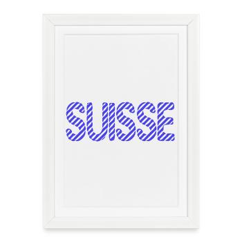 SUISSE. PAYS. GENEVE. SUISSE. HUMOUR. PAYS - Affiche encadrée (27 × 37 cm) - blanc - Devant