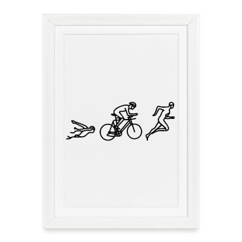 Natation Cyclisme Course à pied - Affiche encadrée (27 × 37 cm) - blanc - Devant