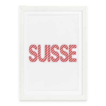 SUISSE. PAYS. GENEVE. HUMOUR. PAYS. DRAPEAU - Affiche encadrée (27 × 37 cm) - blanc - Devant
