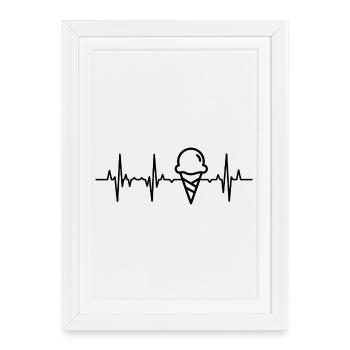 Palpitations cardiaques de la crème glacée - Affiche encadrée (27 × 37 cm) - blanc - Devant