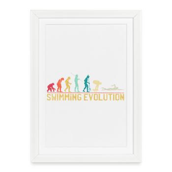 Swimming Evolution Progress Illustration - Framed poster (27 × 37 cm) - white - Front