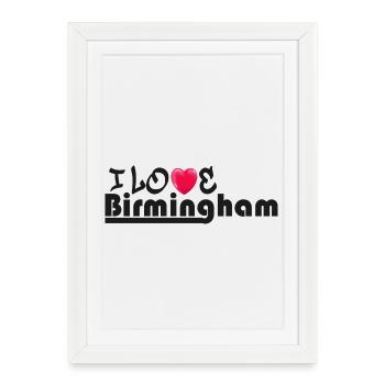 Love Birmingham Heart Design graphique - Affiche encadrée (27 × 37 cm) - blanc - Devant