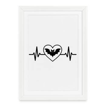 Coeur d’Halloween de chauve-souris - Affiche encadrée (27 × 37 cm) - blanc - Devant