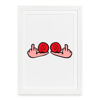 escargot majeur insulte branleur baise toi - Affiche encadrée (27 × 37 cm) - blanc - Devant