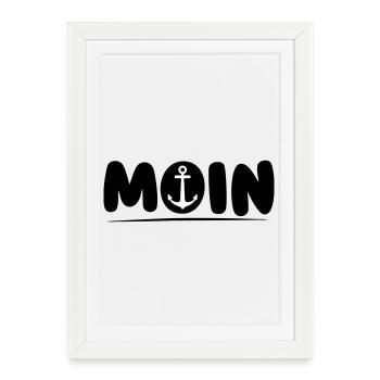 Moin avec Anker - Affiche encadrée (27 × 37 cm) - blanc - Devant