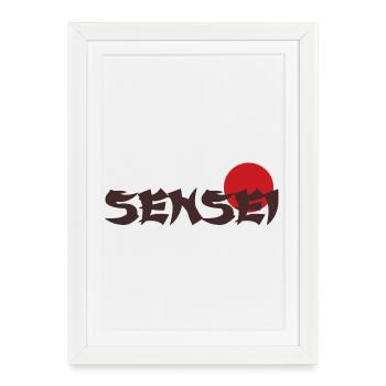 Sensei Text japon - Affiche encadrée (27 × 37 cm) - blanc - Devant