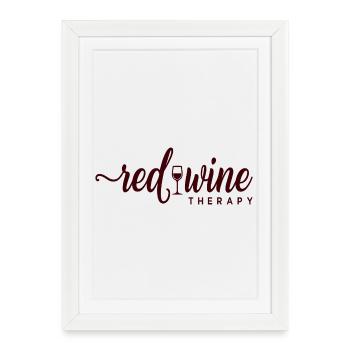 Red Wine Therapy Wine Saying Relaxation - Framed poster (27 × 37 cm) - white - Front