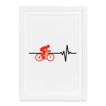 Cycling is my life, heartbeat, road bike - Framed poster (27 × 37 cm) - white - Front
