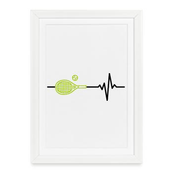 Tennis is my life, heartbeat, court fighter - Framed poster (27 × 37 cm) - white - Front