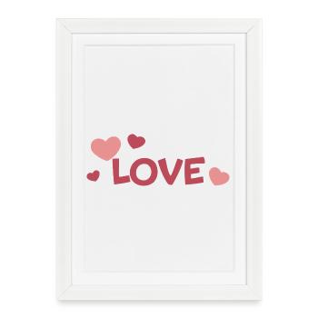 LOVE and Pastel Hearts Fancy Drawing - Framed poster (27 × 37 cm) - white - Front