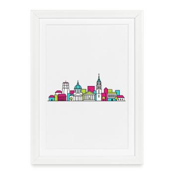 Silhouette de la tour Gediminas de la ville de Vilnius - Affiche encadrée (27 × 37 cm) - blanc - Devant