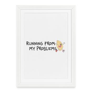 Running from My Problems – Retro Comic Humor - Framed poster (27 × 37 cm) - white - Front