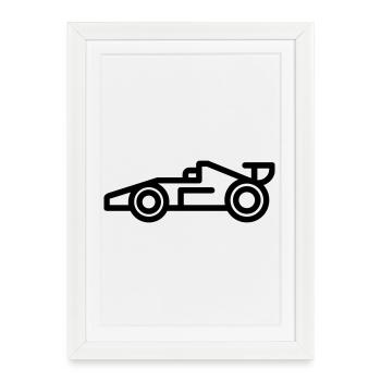 voiture de course - Affiche encadrée (27 × 37 cm) - blanc - Devant