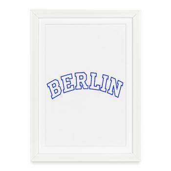 Contour Berlin en bleu électrique - Affiche encadrée (27 × 37 cm) - blanc - Devant