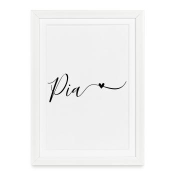Pia Prénom Décoratif - Affiche encadrée (27 × 37 cm) - blanc - Devant