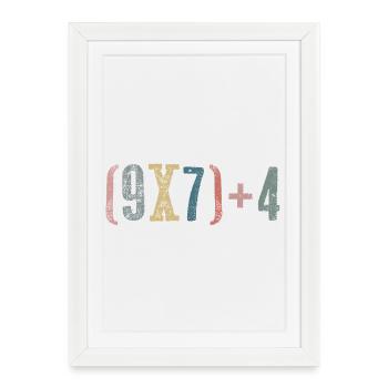67 - Soixante-sept Numéro 67 Mème Six Sept Math Int - Affiche encadrée (27 × 37 cm) - blanc - Devant